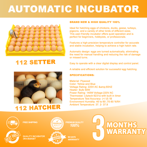 Automatic Incubator (112 Setter & 112 Hatcher)